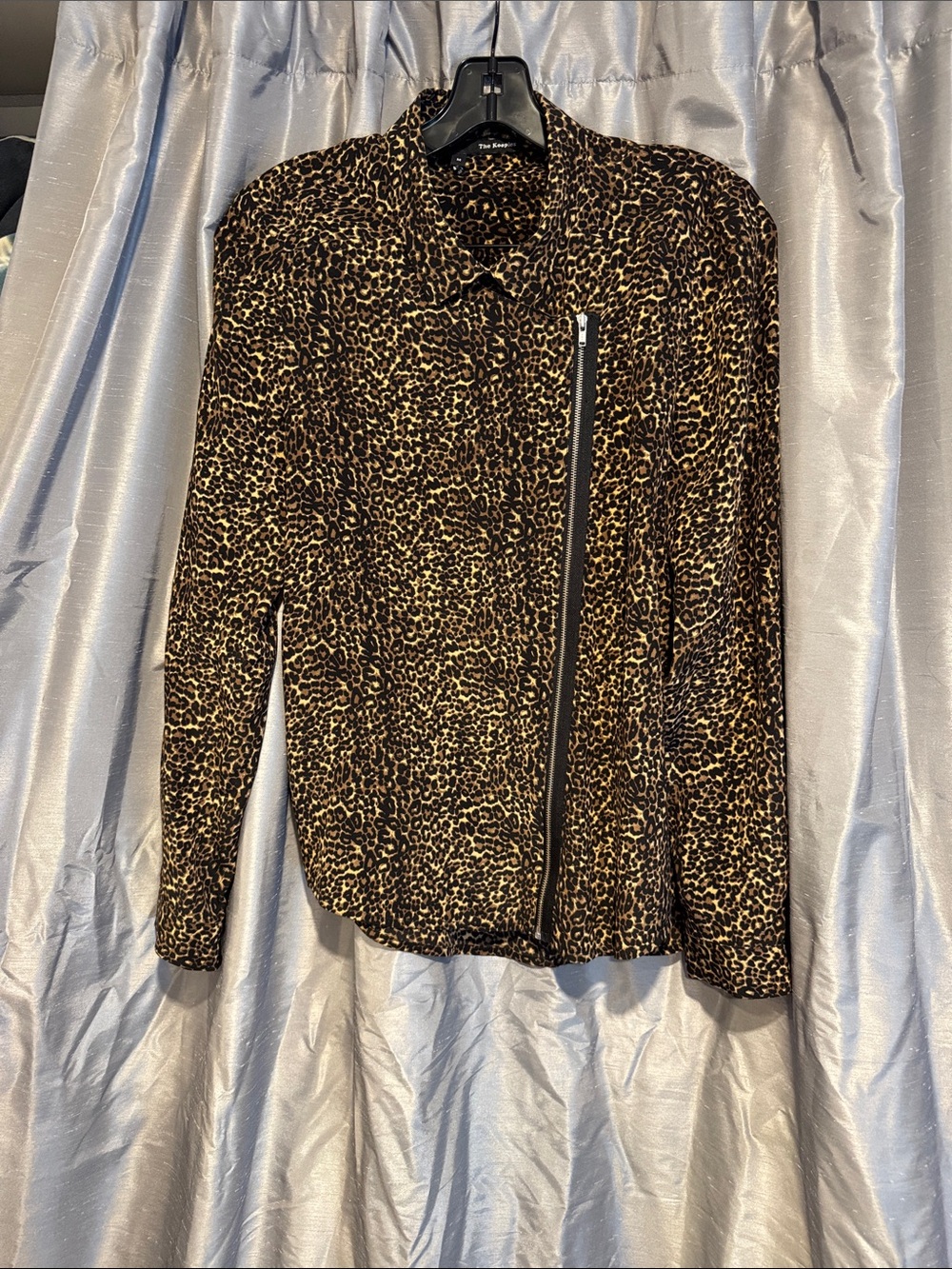 The Kooples Leopard Asymmetrical Zip Shirt size Medium.